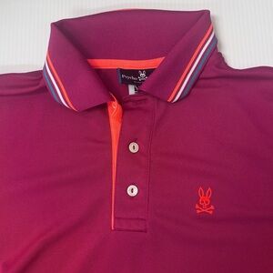 Psycho Bunny Berry Polo with Neon Orange Trim